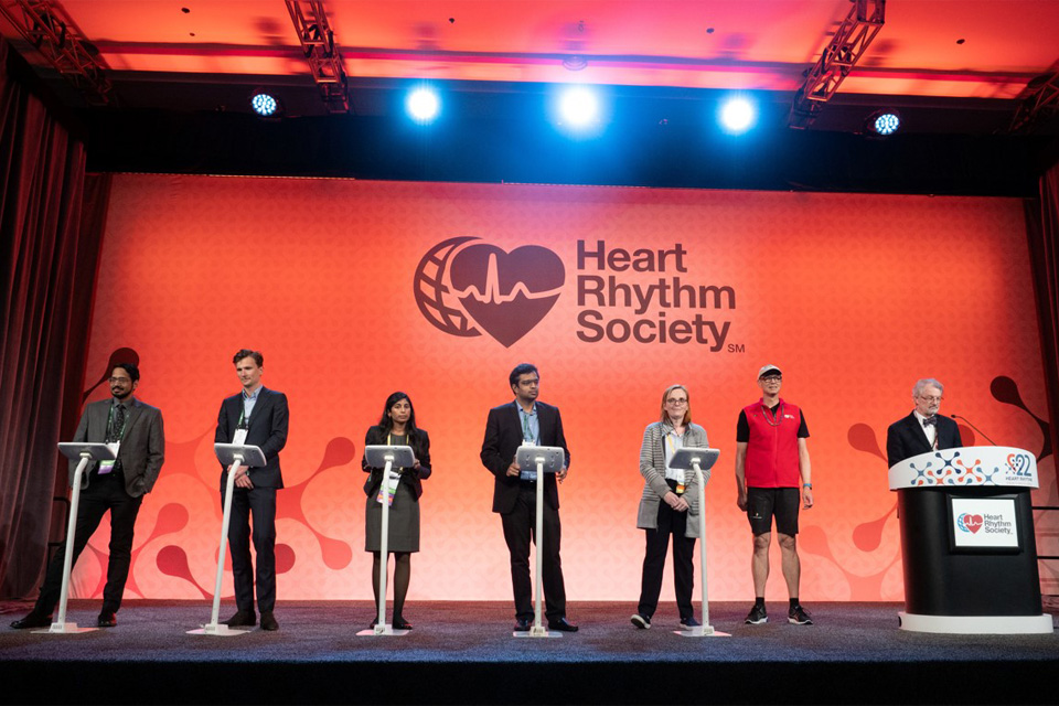 A group of Fellows at the Heart Rhythm Society playing a game 