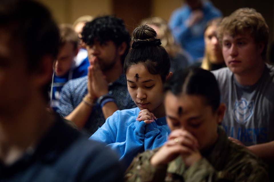 Ash Wednesday Mass was held at St. Francis Xavier College Church on Wednesday, Feb. 22, 2023. Photo by Sarah Conroy.