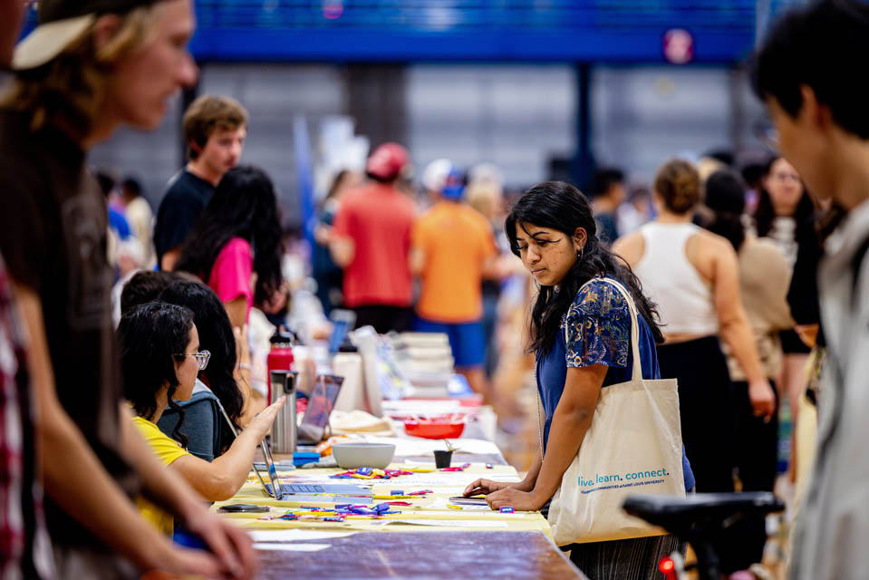 Students explore clubs and service organizations during the Student Involvement Fair on Saturday, Sept. 9. Photo by Sarah Conroy.