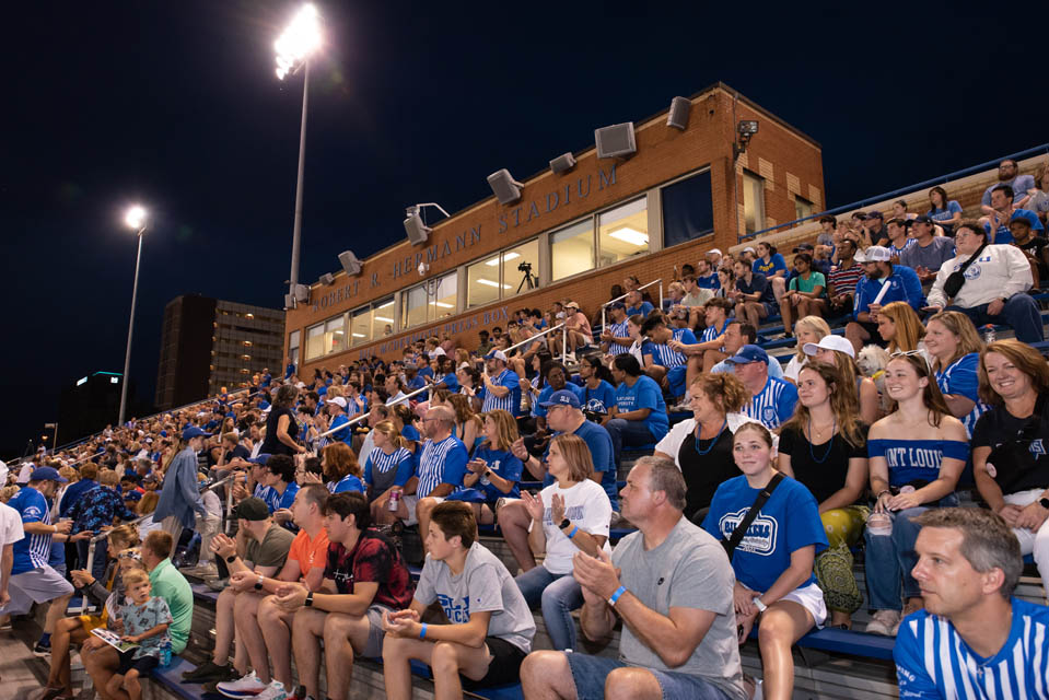 The men's soccer team beat Fordham, 2-1, on Saturday, Sept. 23. A capacity crowd of 6,457 attended the game, the second-largest attendance in Hermann Stadium history. Photo by Luke Yamnitz.