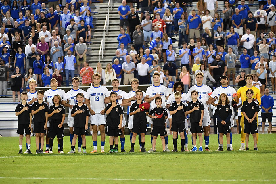 The men's soccer team beat Fordham, 2-1, on Saturday, Sept. 23. A capacity crowd of 6,457 attended the game, the second-largest attendance in Hermann Stadium history. Photo by Bill Barrett.