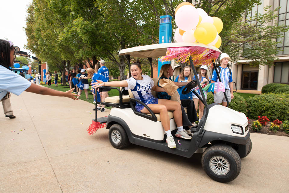 The annual SLU Homecoming Golf Cart Parade returned on Saturday, Sept. 23.  Photo by Luke Yamnitz.