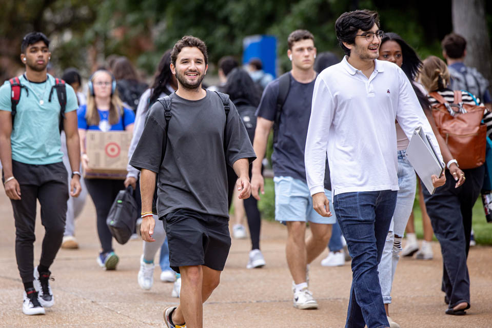 Students walk to class on the first day of the fall semester on Wednesday, Aug. 21, 2024. Photo by Sarah Conroy. 