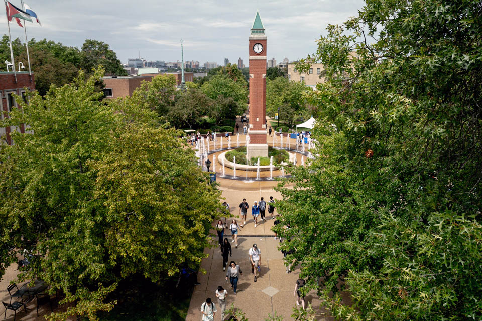 Students walk to class on the first day of the fall semester on Wednesday, Aug. 21, 2024. Photo by Sarah Conroy. 