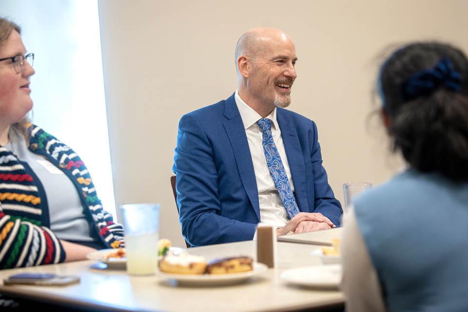 President-elect Edward Feser has lunch with the SGA Executive Board on Monday, Jan. 13, 2025. Photo by Sarah Conroy. 