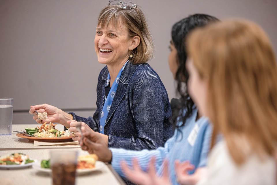 Kathy Feser has lunch with the SGA Executive Board on Monday, Jan. 13, 2025. Photo by Sarah Conroy. 