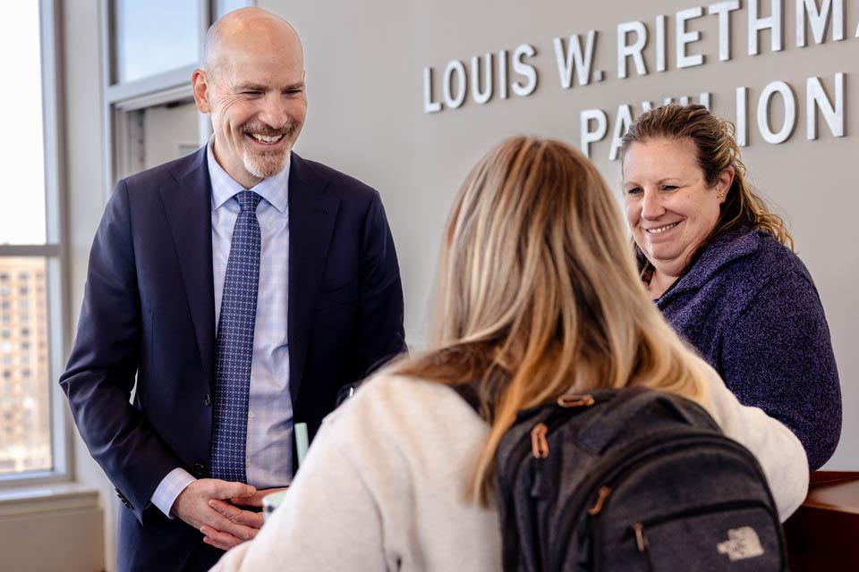 President-elect Edward Feser, Ph.D., meets with the SLU community at the School of Law on January 14, 2025. Photo by Sarah Conroy. 