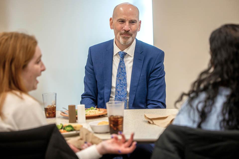 President-elect Edward Feser has lunch with the SGA Executive Board on Monday, Jan. 13, 2025. Photo by Sarah Conroy. 