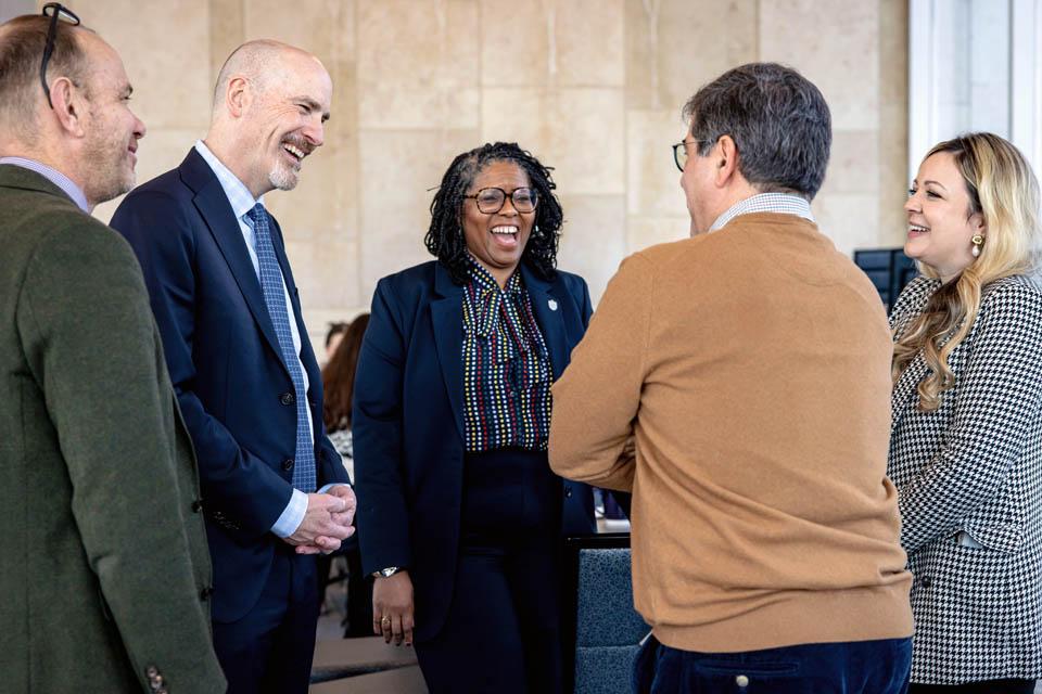 President-elect Edward Feser, Ph.D., meets with the SLU community at the School of Law on January 14, 2025. Photo by Sarah Conroy. 