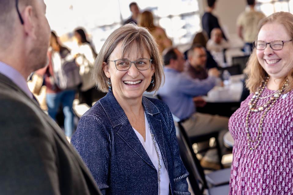 Kathy Feser meets with the SLU community at the School of Law on Jan. 14, 2025. Photo by Sarah Conroy. 