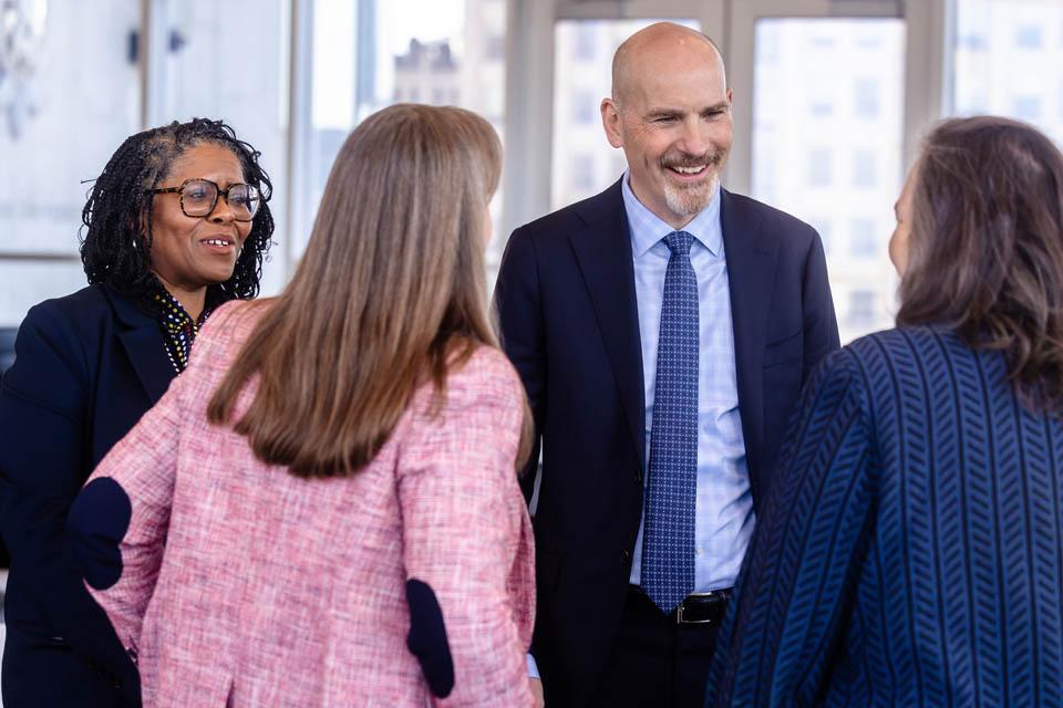 President-elect Edward Feser, Ph.D., meets with the SLU community at the School of Law on January 14, 2025. Photo by Sarah Conroy. 