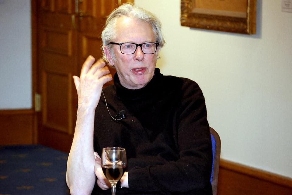 Jonathan Sawday, Ph.D., responds to a question during an event on Wednesday, Jan. 15. Photo by Joe Barker.