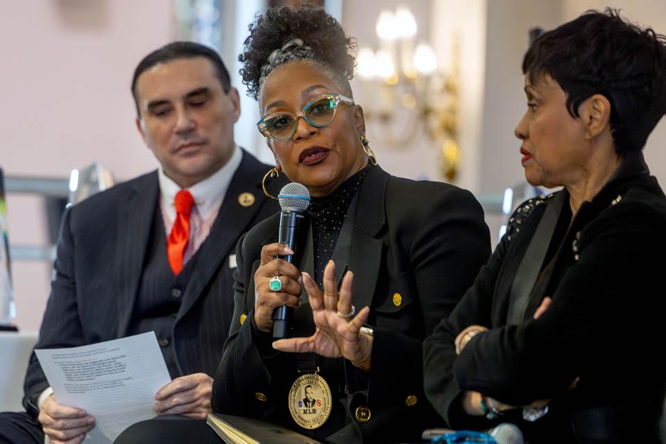 Regina Belle participates in a panel discussion during the Martin Luther King Jr. Memorial Tribute on Jan. 23, 2025. Photo by Sarah Conroy. 