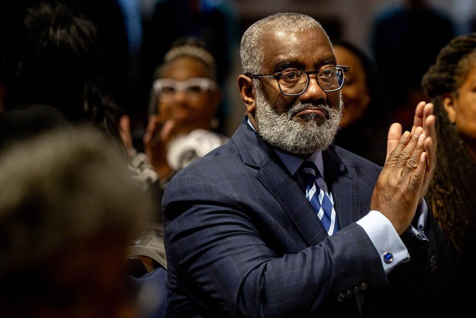 An audience member applauds during the Martin Luther King Jr. Memorial Tribute on Jan. 23, 2025. Photo by Sarah Conroy.