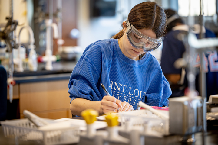 Students working in a chemistry lab