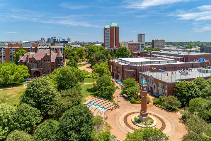 View of SLU Clock Tower from the air