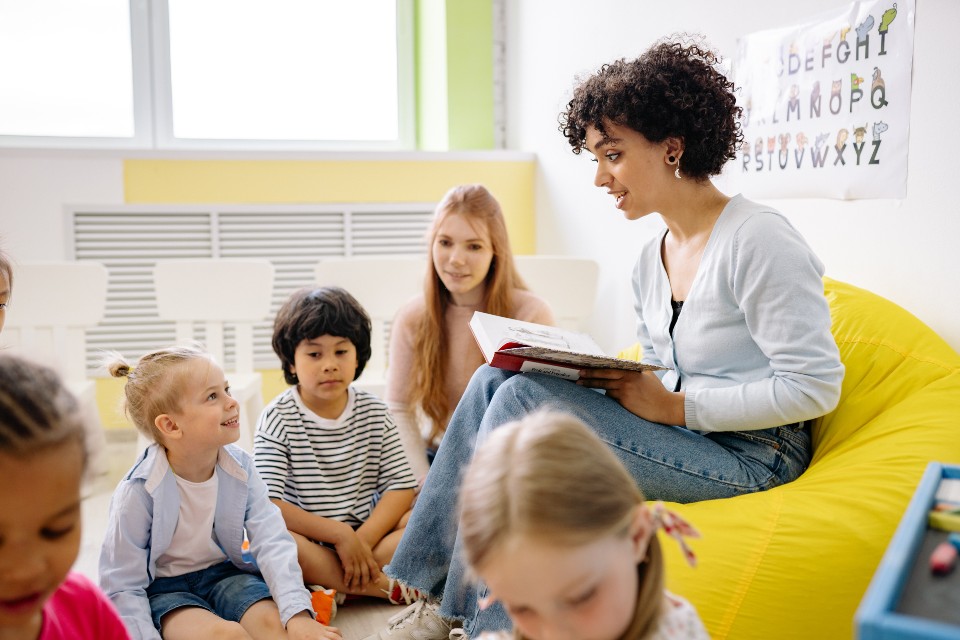 Teacher reading to students