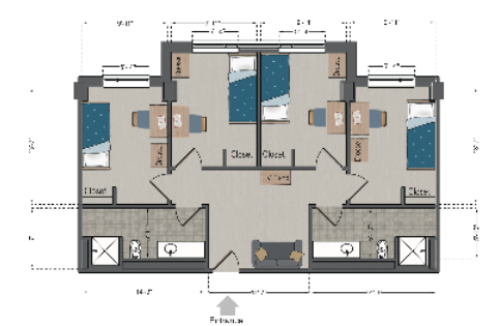 Grand Hall Single Semi Suite Floor Plan (4-person)
