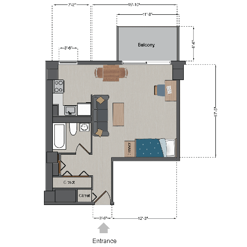 Marchetti Single Studio Floor Plan 