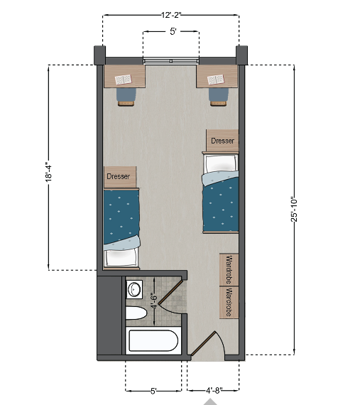 Reinert Hall Double Deluxe Floor Plan