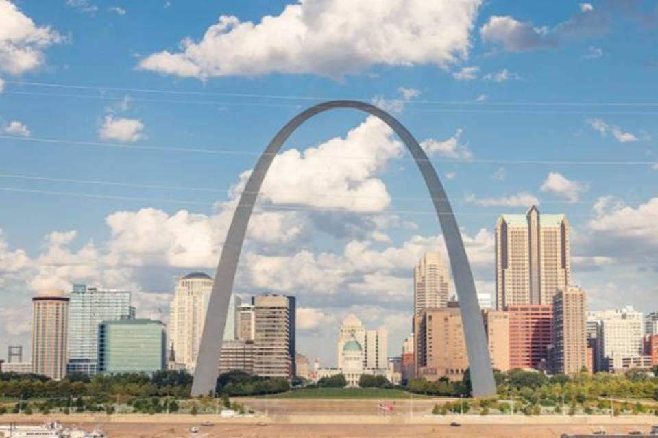 The Gateway Arch sits in downtown St. Louis.