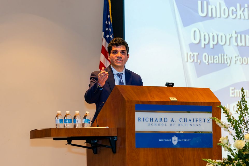 Emmanuel Koubarakis, Consul General of Greece in Chicago, delivered the Boeing Distinguished Guest Lecture Series on Wednesay, Feb. 5, 2025.  Submitted photo.