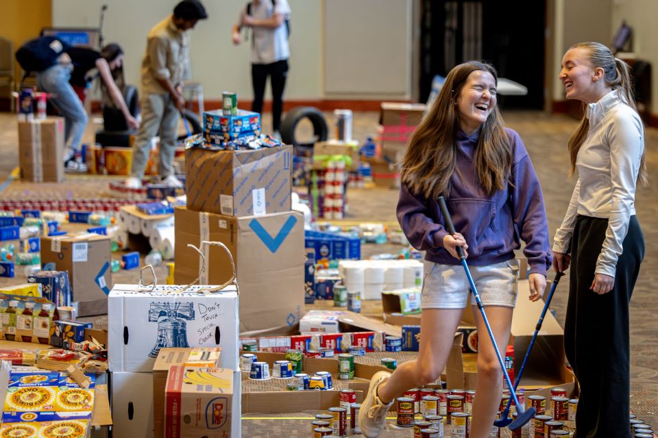 The Saint Louis University community stocked Billiken Bounty's shelves this week by playing through a mini golf course built out of shelf-stable food items. The event, led by Saint Louis University’s School of Science and Engineering and the Chaifetz Center for Entrepreneurship in the Richard A. Chaifetz School of Business, provided nearly $3,00 in food and pantry items for the food pantry. 