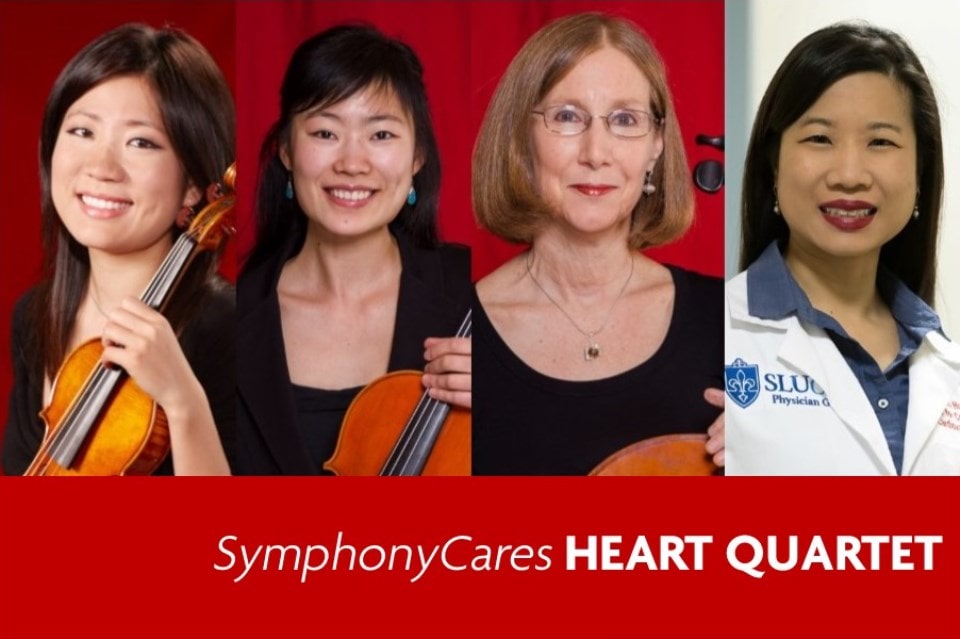 February is a busy month for Xiaoxiao Qiang, left, Xi Zhang, Anne Fagerburg and Dawn Hui, M.D., as members of the St. Louis SymphonyCares Heart Quartet the 