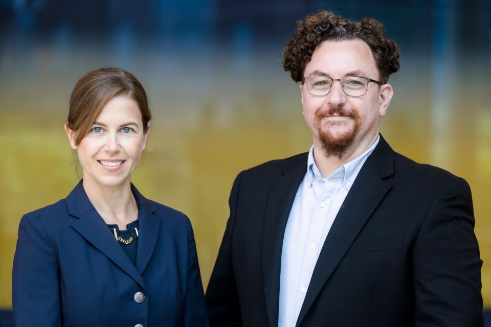 Kate Holdener, Ph.D., assistant professor of computer science at SLU, and Daniel Shown, OSS Program Director.