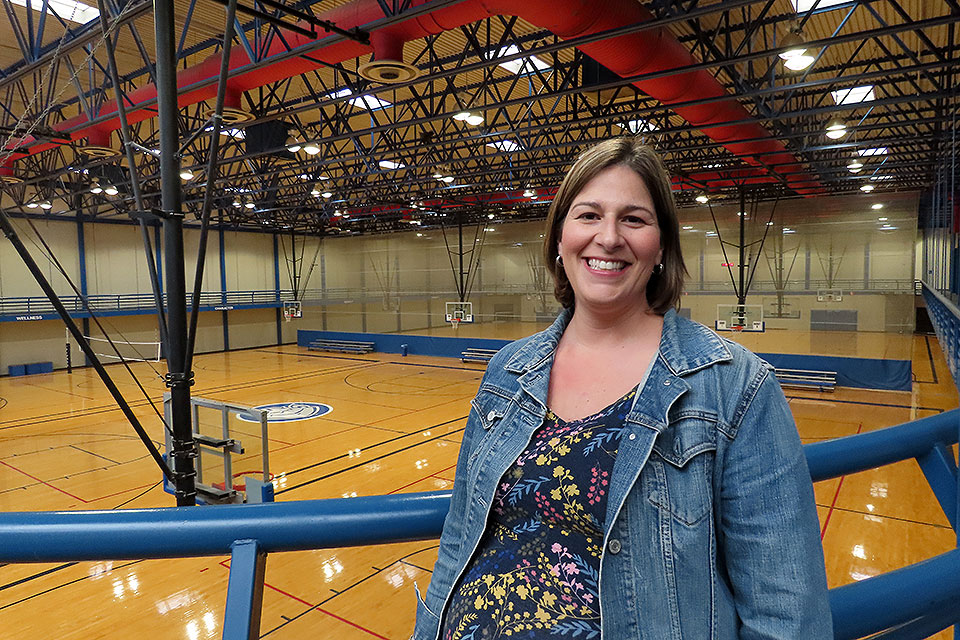 Jodi Seals near the indoor track in the Simon Recreation Center