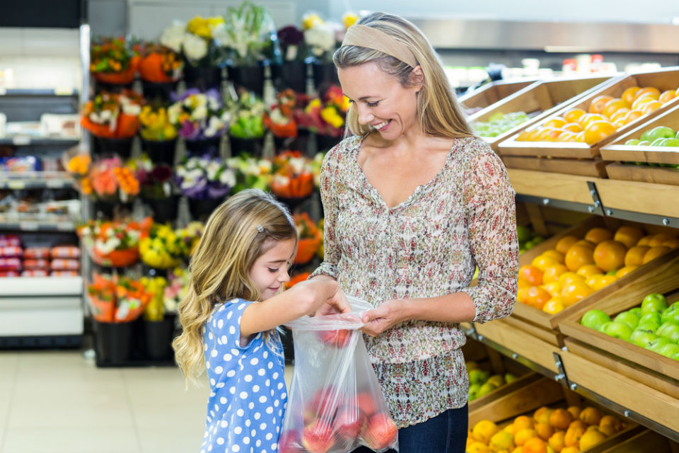 Mom and daughter shopping peacefully.