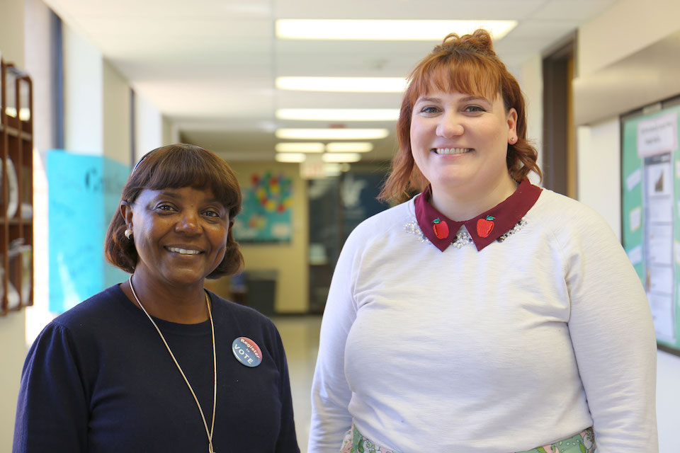 Faculty mentor Sabrina Tyuse, Ph.D., on left and Colleen Doyle, Master of Social Work graduate