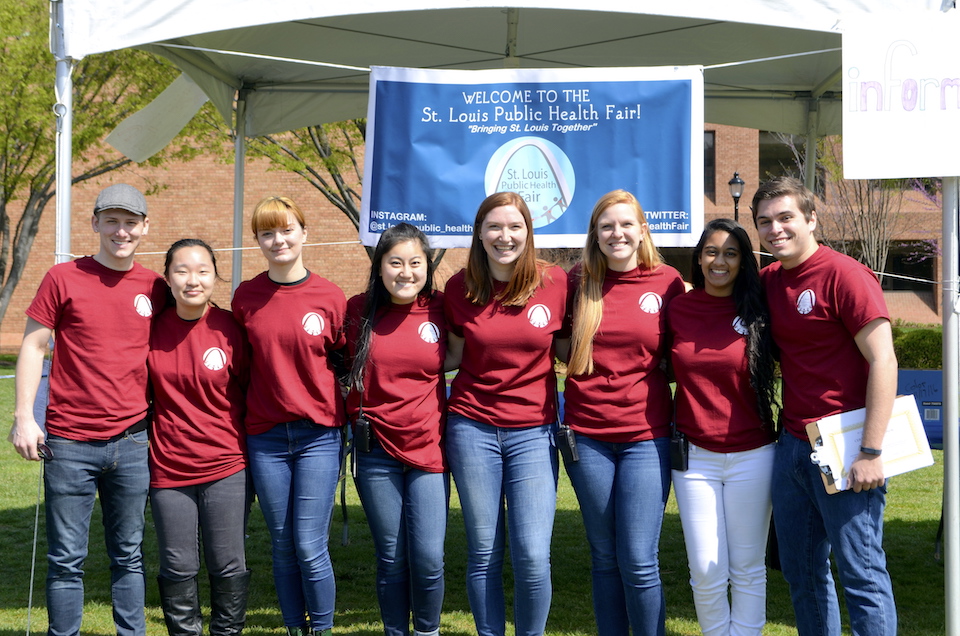 The student organizers of the Public Health Fair at Saint Louis University pose for a photo. 