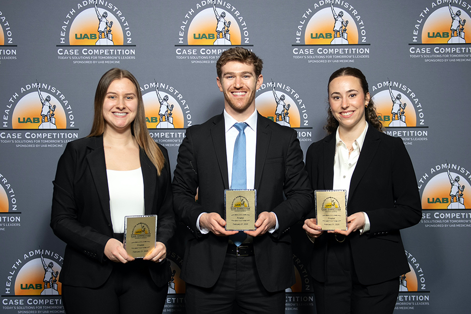 second-year MHA students Arianna Goss, Kathryn Laird, and Spencer Shreve