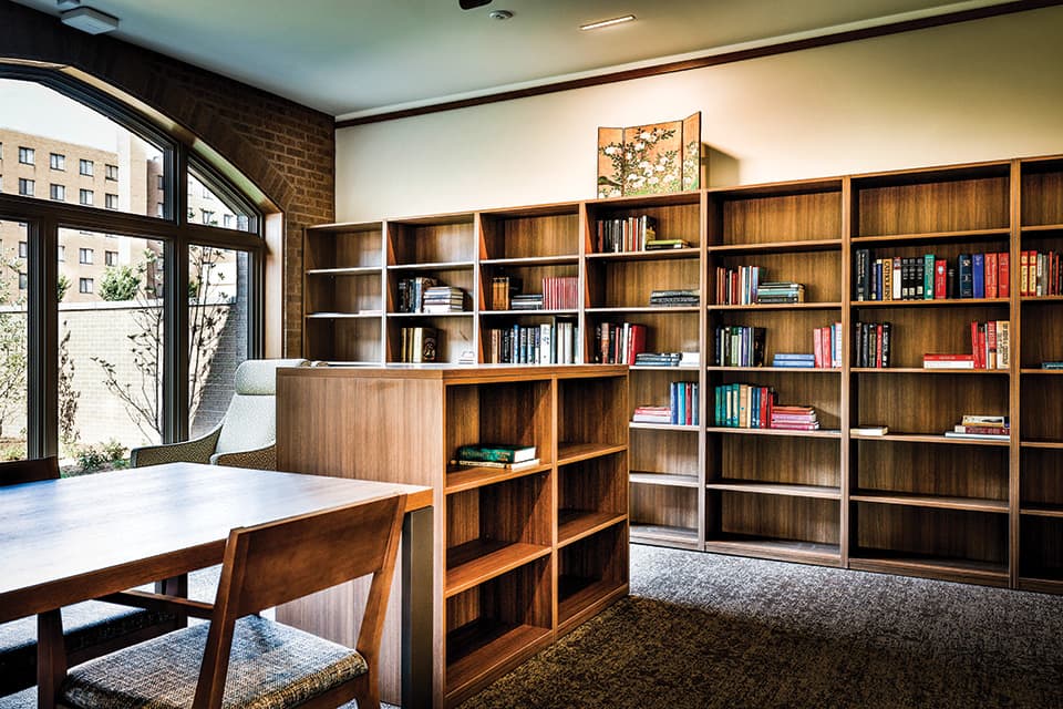 Interior of the library inside the Jesuit Center